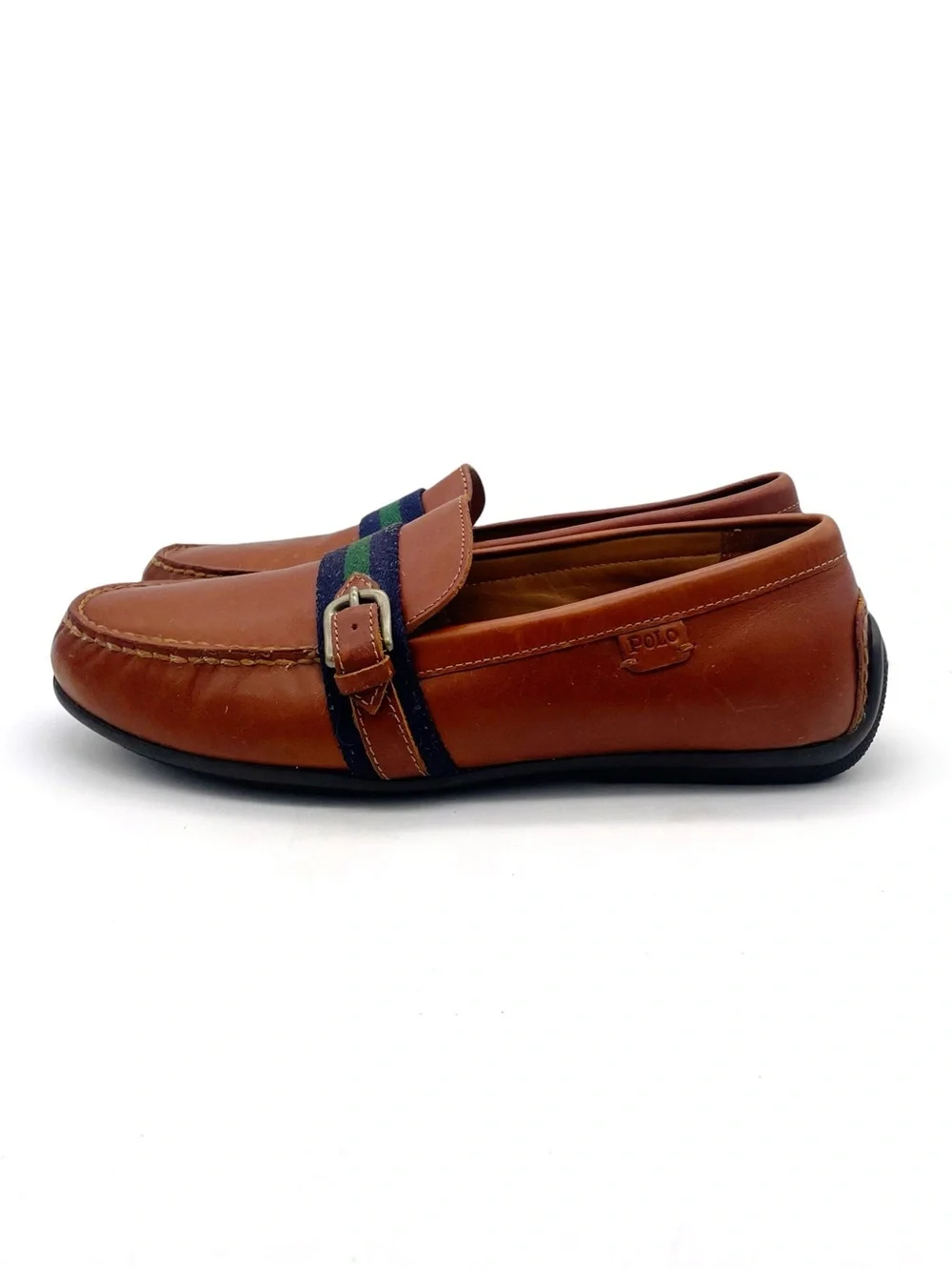 Polo Ralph Lauren Riali Driver Loafers Mens 10.5D Brown Leather Preppy Moc Shoes
